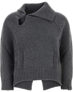 Victoria Beckham Asymmetric Collar Sweater - Gray