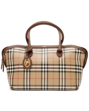 Burberry Checked Small Tote Bag - Metallic