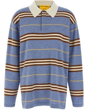 Guest In Residence Striped Rugby Polo Light Blue