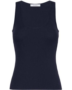 Max Mara Fitted Ribbed Top - Blue