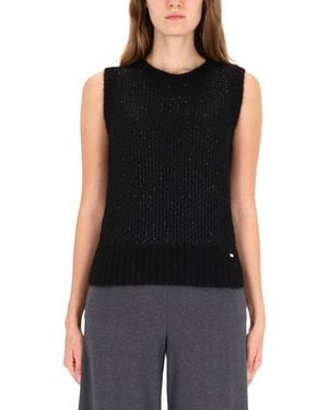 Herno Ribbed Knit Vest With Round Neckline - Black