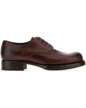 Prada Leather Lace-Up Shoes - Brown