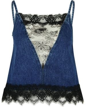 Off-White c/o Virgil Abloh Denim Top With Lace Inserts - Blue
