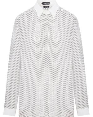 Tom Ford Silk Crêpe De Chine Shirt With Diamond Print - White