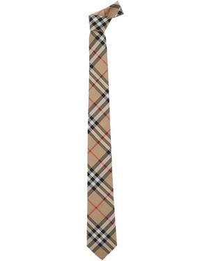 Burberry Tie With All-Over Check Motif - Metallic