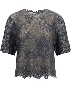 Brunello Cucinelli Sequined Crewneck Top Dark - Gray
