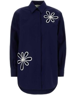 Fendi Navy Blue Poplin Shirt
