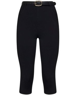 Self-Portrait Compact Knit Capri Leggings - Blue