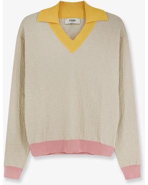 Fendi Cotton And Silk Sweater - Natural