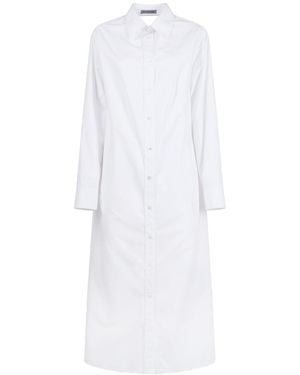Balenciaga Draped Back Cotton Poplin Dress - White
