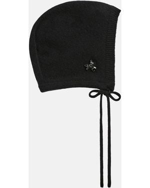 Simone Rocha Cashmere Bonnet With Emb - Black