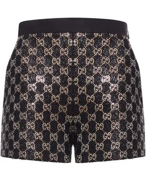 Gucci Embroidered Lamã Wool Tweed Shorts - Gray