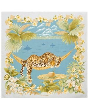 Ferragamo Jungle Print Silk Scarf - Yellow