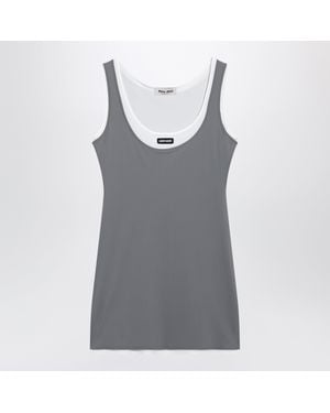 Miu Miu Short Stretch Jersey Dress - Gray