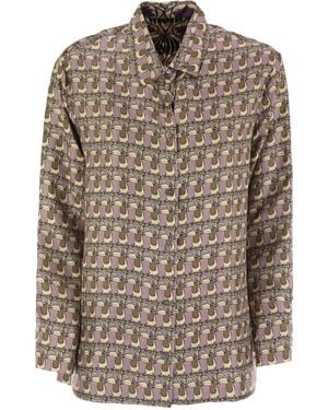 Max Mara Times Reversible Printed Silk Shirt - Brown