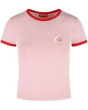 DIESEL 'Uncuties' Stretch Cotton T-Shirt - Pink
