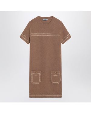 Prada Camel-Coloured Cashmere Short Dress - Brown