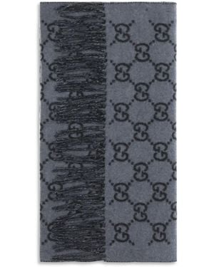 Gucci Gg Cashmere Scarf - Gray