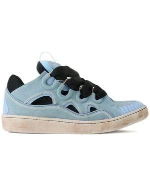 Lanvin Curb Sneakers Cut-Out Suede Sneakers - Blue