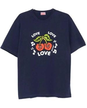KENZO Cherry-Print T-Shirt - Blue