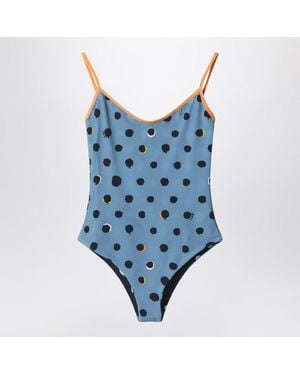 Fendi Reversible Polka Dot One-Piece Swimsuit - Blue