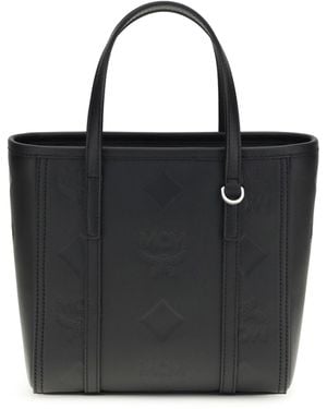 MCM Toni Small Tote Bag With Embossed Maxi Visetos Motif - Black