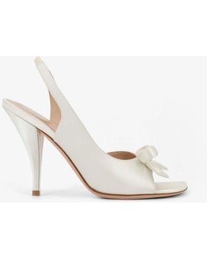 Dior Dior Dior Bow Satin Sandals With Logo Bow Detail - White
