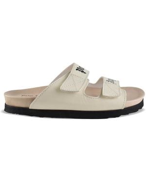 Palm Angels Two-Strap Leather Sandals - White