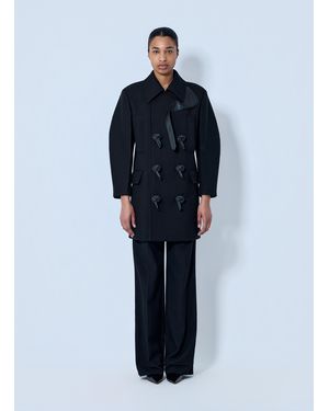 Bottega Veneta Double-Breasted Coat With Knot Details - Blue