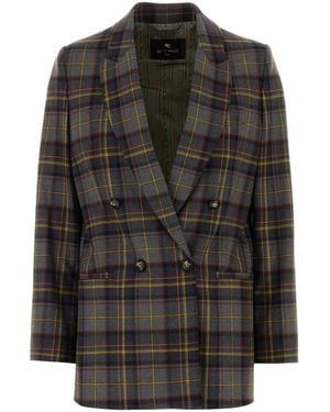 Etro Embroidered Stretch Wool Blazer - Black