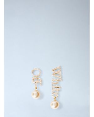 Off-White c/o Virgil Abloh Off Strass And Pearl Logo Earrings - Blue