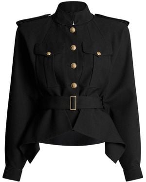 Balmain Wool Belted Jacket - Black