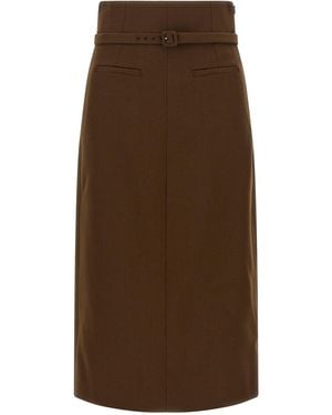 Ami Paris Sheath Skirt - Brown