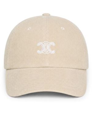 Celine Triomphe Richelieu Corduroy Cap - Natural