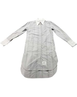 Thom Browne Collared Long-Sleeved Dress - Gray