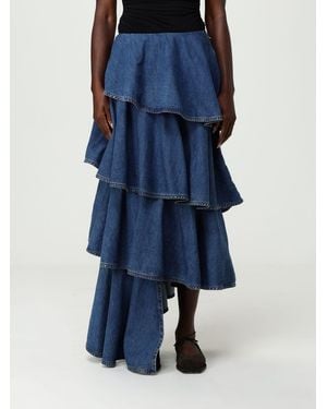 Alaïa Denim Skirt By With Ruffles - Blue