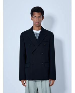 Balenciaga Double-Breasted Tailored Wool Twill Blazer - Blue