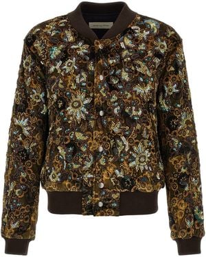 Dries Van Noten 'Valtor' Bomber Jacket With Embroideries And Beads - Black