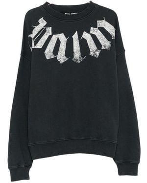 Palm Angels Logo Cotton Sweatshirt - Black