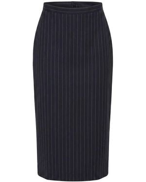 Givenchy Midi Striped Wool Skirt - Blue