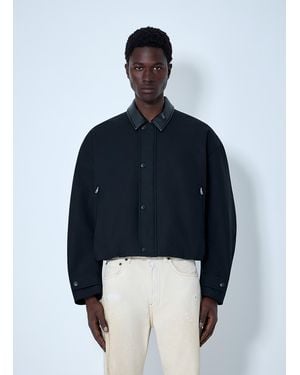 Acne Studios Leather-Trimmed Button Jacket - Blue