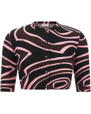 PUCCI 'Onde' Cropped Cardigan - Black