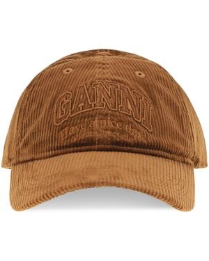 Ganni Corduroy Cap - Brown