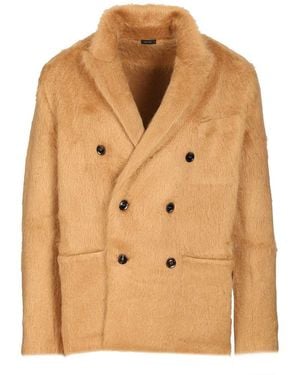 Tom Ford Double-Breasted Mohair And Cashmere Jacket - Natural