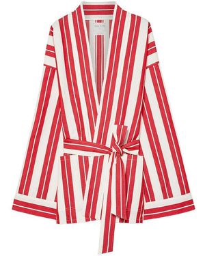 forte_forte Striped Kimono Jacket - Red