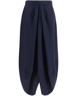 Giorgio Armani Pleated Silk Skirt - Blue