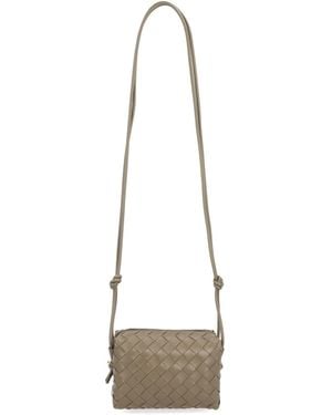 Bottega Veneta Loop Mini Intrecciato Leather Shoulder Bag - Natural