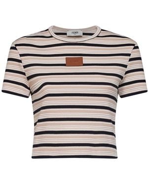 Fendi Cropped Cotton Top - White