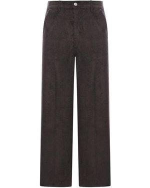 Ami Paris Corduroy Wide-Leg Pants - Gray