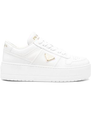 Prada Downtown Bold Leather Sneakers - White